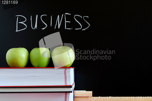 Image of blackboard and apples 