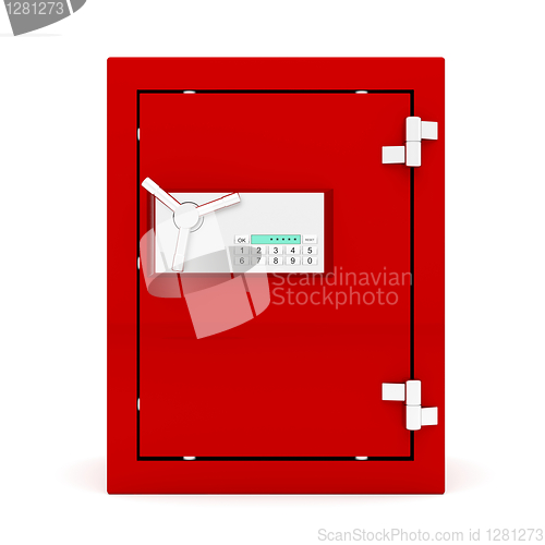 Image of Front view of red safe box