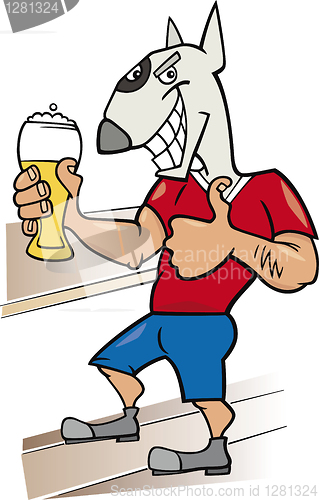 Image of bullterrier man with glass of beer