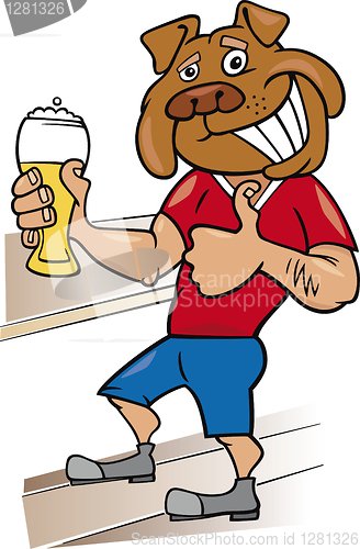 Image of bulldog man with glass of beer