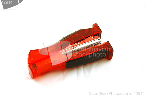 Image of Bright Red Stapler on White