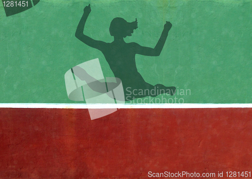 Image of Not Quite Tennis - Gymnast Silhouette Against Practice Wall