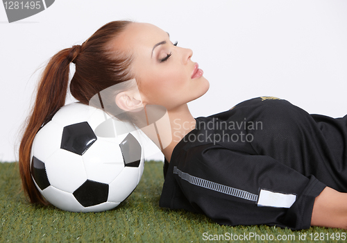 Image of Woman with soccer ball