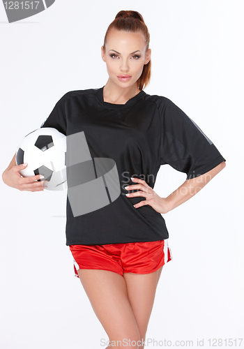 Image of Woman with soccer ball