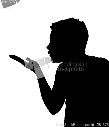 Image of Isolated Boy Child Gesture Blowing Kiss