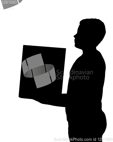 Image of Isolated Boy Child Gesture Carrying Box