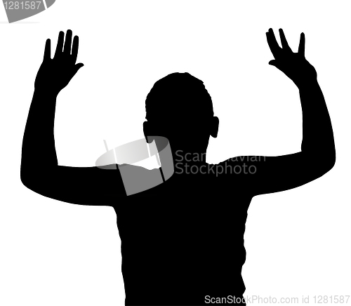 Image of Isolated Boy Child Gesture Hands Up