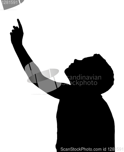 Image of Isolated Boy Child Gesture Pointing Upwards