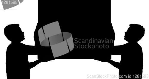 Image of Isolated Boys Children Gesture Carrying Large Frame 