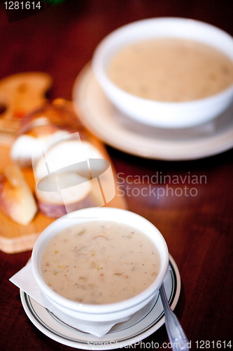 Image of bowls of soup with bread