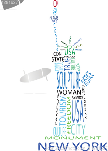 Image of statue of liberty frm the words