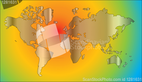 Image of world map in rainbow colors