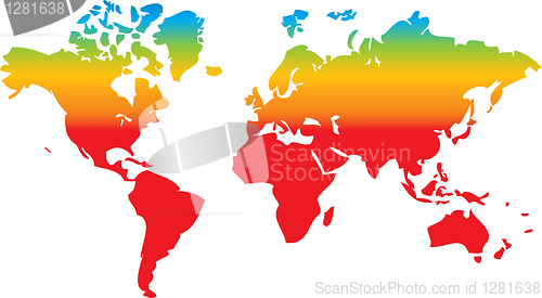 Image of world map in rainbow colors