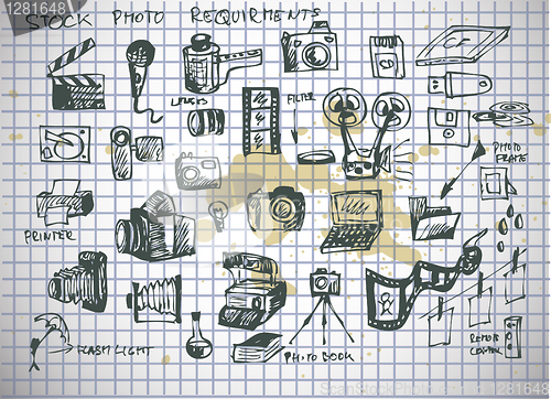 Image of hand drawn photographer accesories