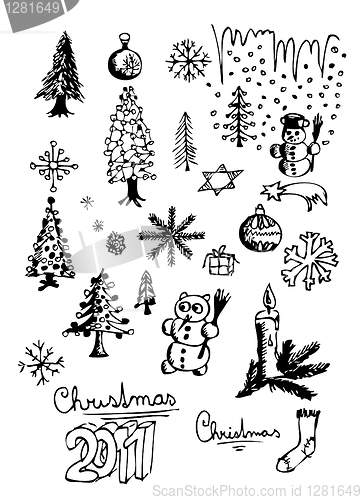 Image of hand drawn christmas icons