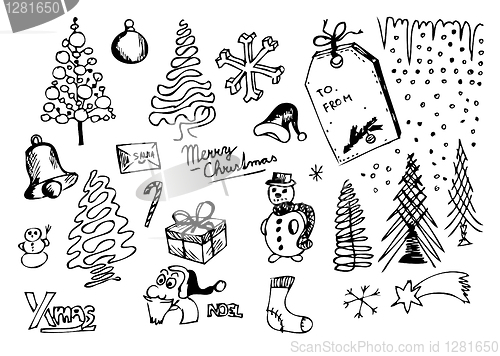 Image of hand drawn christmas icons