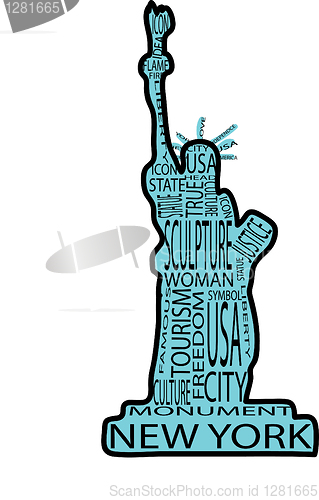 Image of statue of liberty frm the words