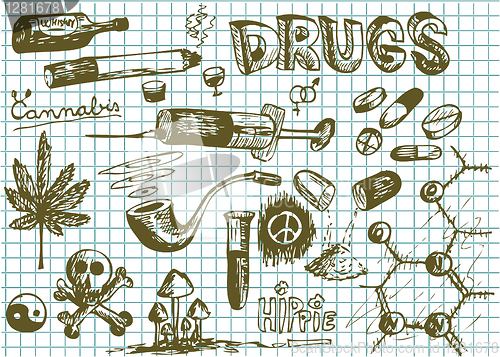 Image of hand drawn drugs symbols 