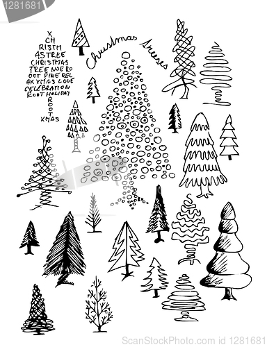 Image of hand drawn christmas treeses