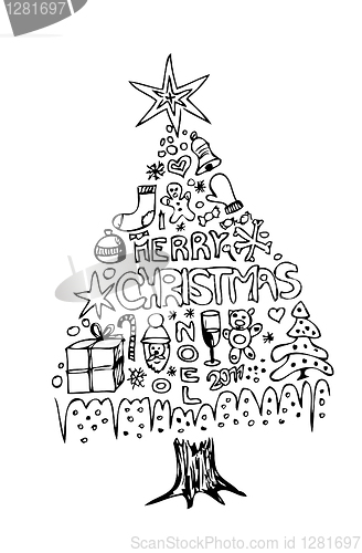 Image of hand drawn christmas tree