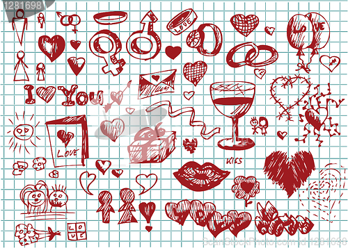 Image of love and valentine symbols