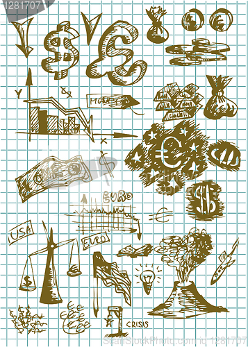 Image of hand drawn money symbols 