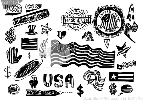 Image of hand drawn usa symbols 