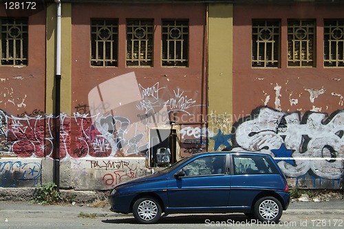 Image of Car and graffiti