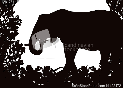 Image of Elephant in Isolated Bush Frame Vector