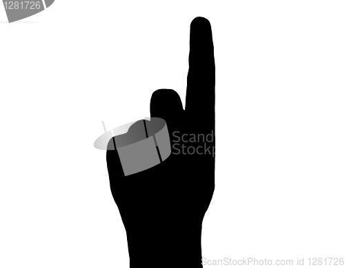 Image of Silhouette Vector Finger-Up Hand on White