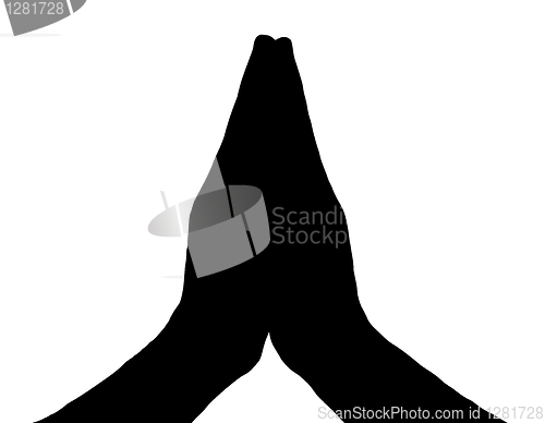 Image of Silhouette Vector Praying Hands Front on White