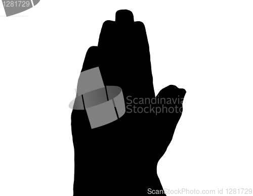 Image of Silhouette Vector Praying Hands Side on White