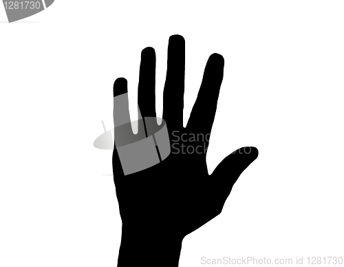Image of Silhouette Vector Raised Hand on White