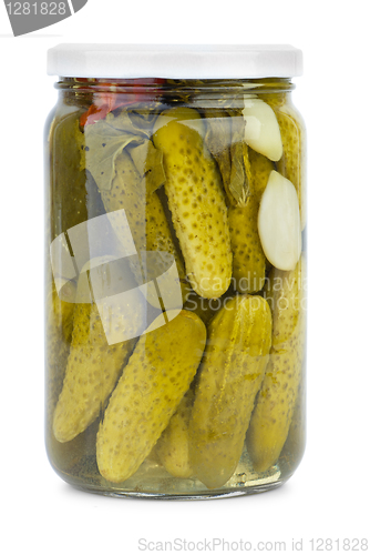 Image of Glass jar with home-maded marinated cornichons