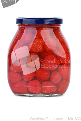 Image of Strawberries conserved in the glass jar