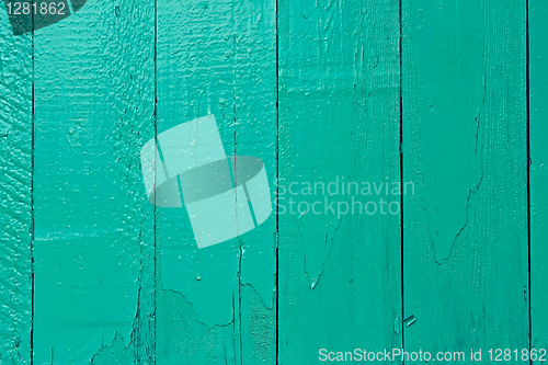 Image of Wooden turquoise fence