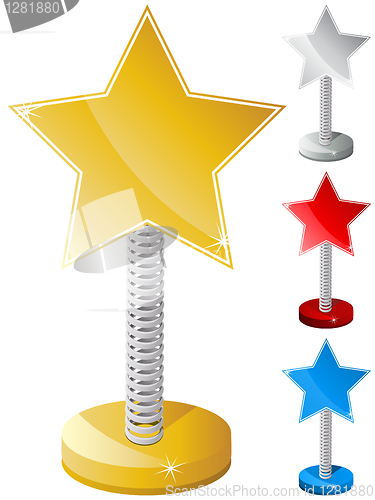 Image of Set of Colorful Star Shaped Text Box on Metal Spring