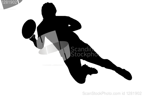 Image of Sport Silhouette - Rugby Football Scrumhalf Passing Ball