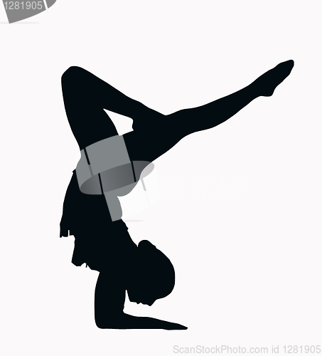 Image of Sport Silhouette - Female Gymnast doing arm stand