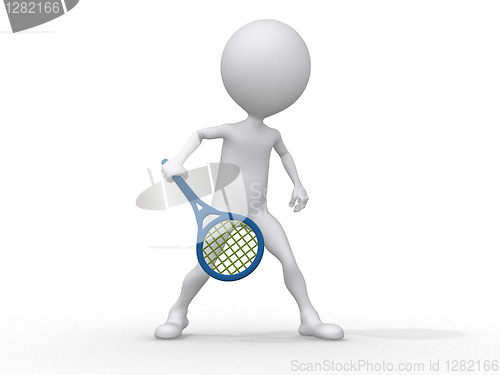 Image of 3d abstract human playing tennis