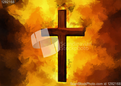Image of Flaming Cross Christian Art