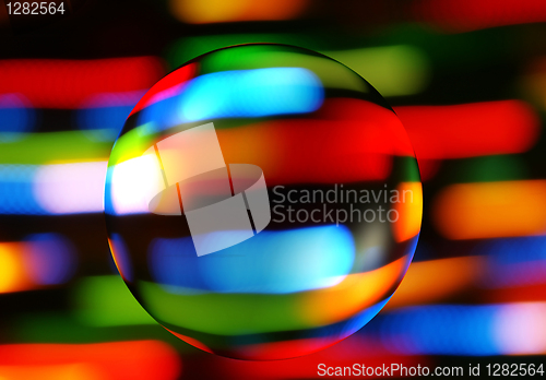 Image of abstract colorful background with a transparent sphere