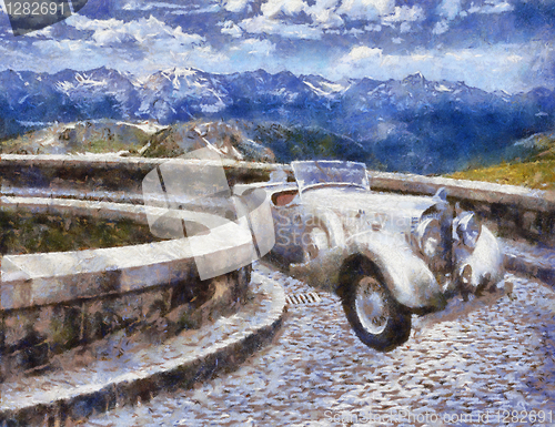 Image of Vintage cars (oil painting)