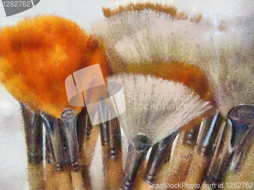 Image of Pastel Drawing of Artistic Painting Brush Display