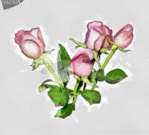 Image of Pink Roses Oil Painting