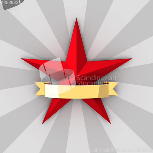 Image of Red star and gold ribbon