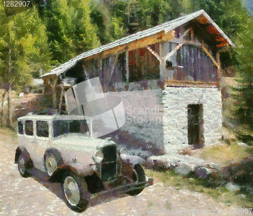 Image of Vintage cars (oil painting)