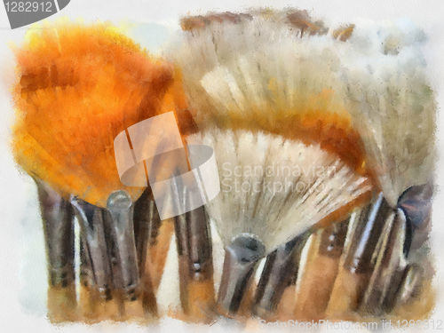 Image of Water Painting of Artistic Painting Brush Display