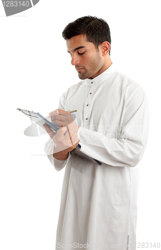 Image of Professional arab man with clipboard folder