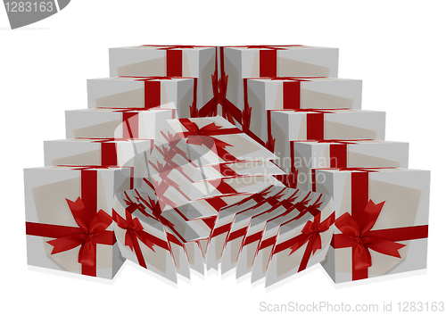 Image of gift boxes over white background
